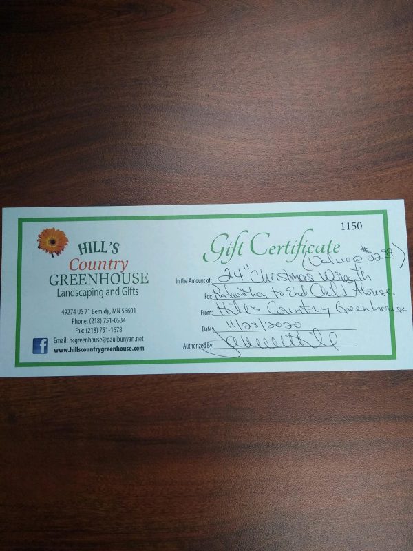 W105 Wreath certificate